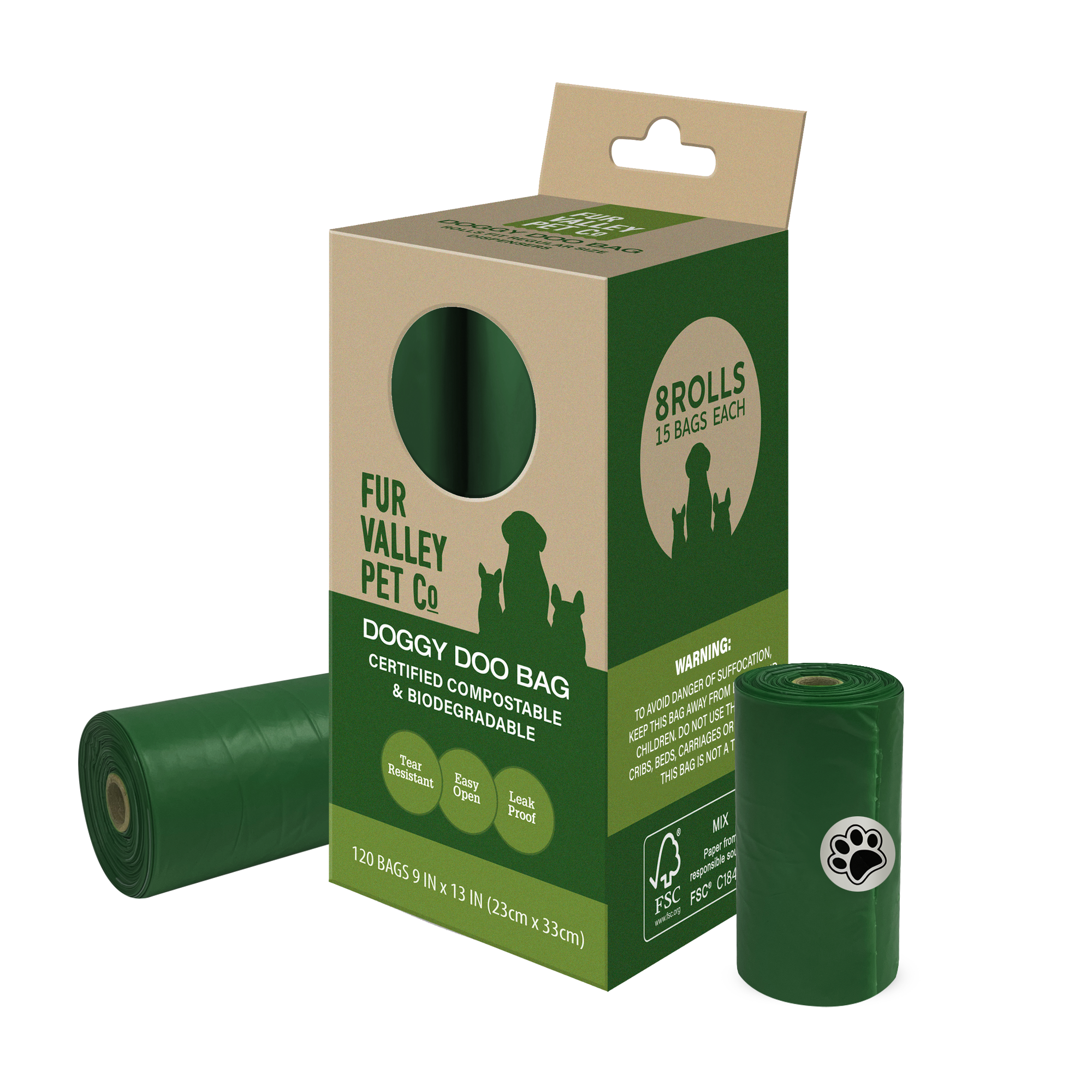 Doggy Doo Bags Certified Compostable 120 bags – Fur Valley Pet