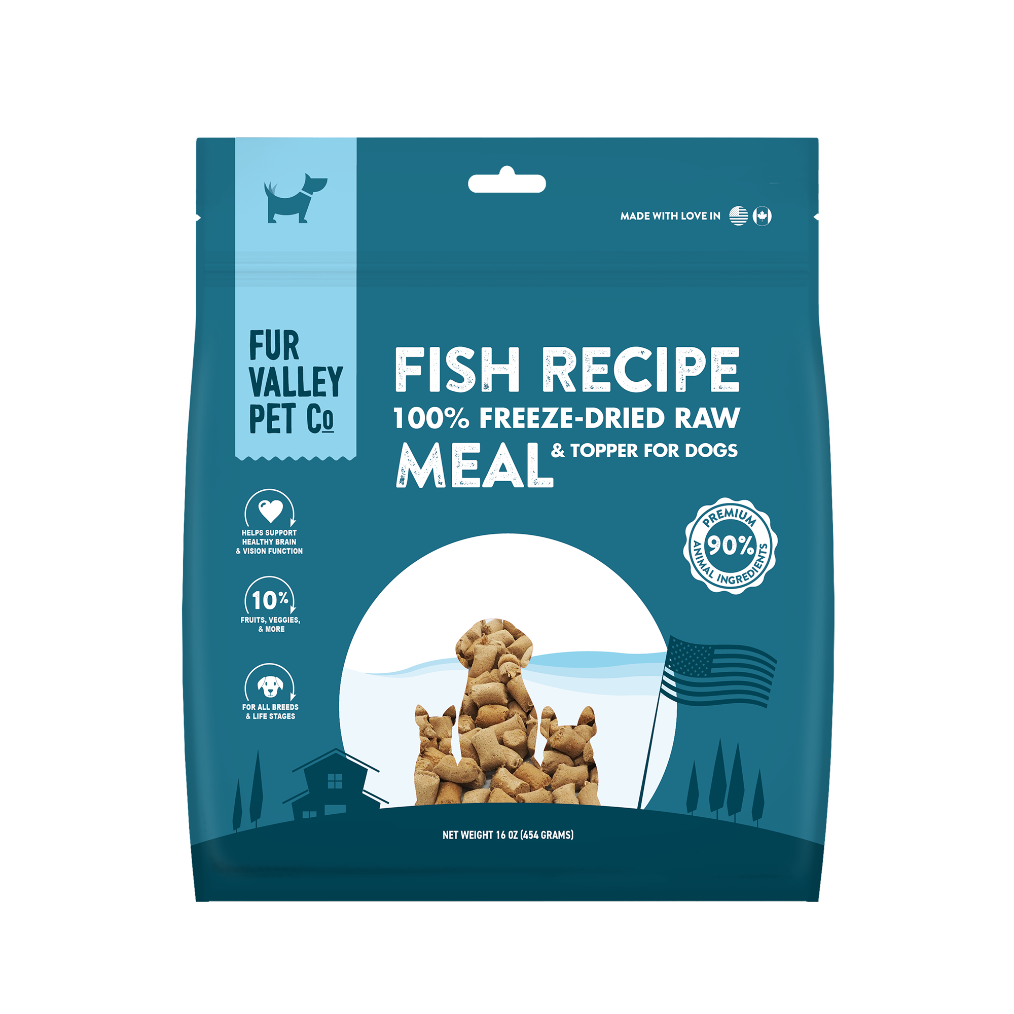 Fish & Pork100 Freeze Dried Raw Meal for Dog 16 OZ Fur Valley Pet